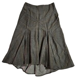 Max Studio Flared Hi-Low Hem, Pleated Luxury Midi Skirt | Size 2